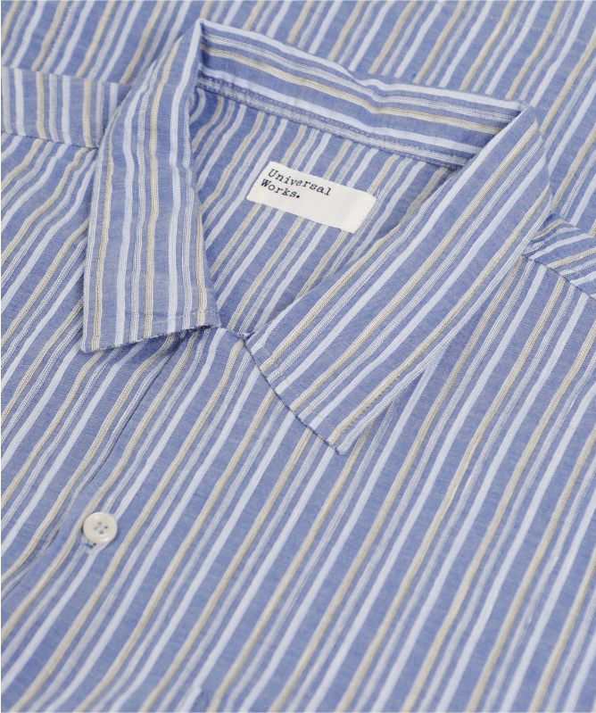 Universal Works Linen Blend Elton Striped Road Shirt