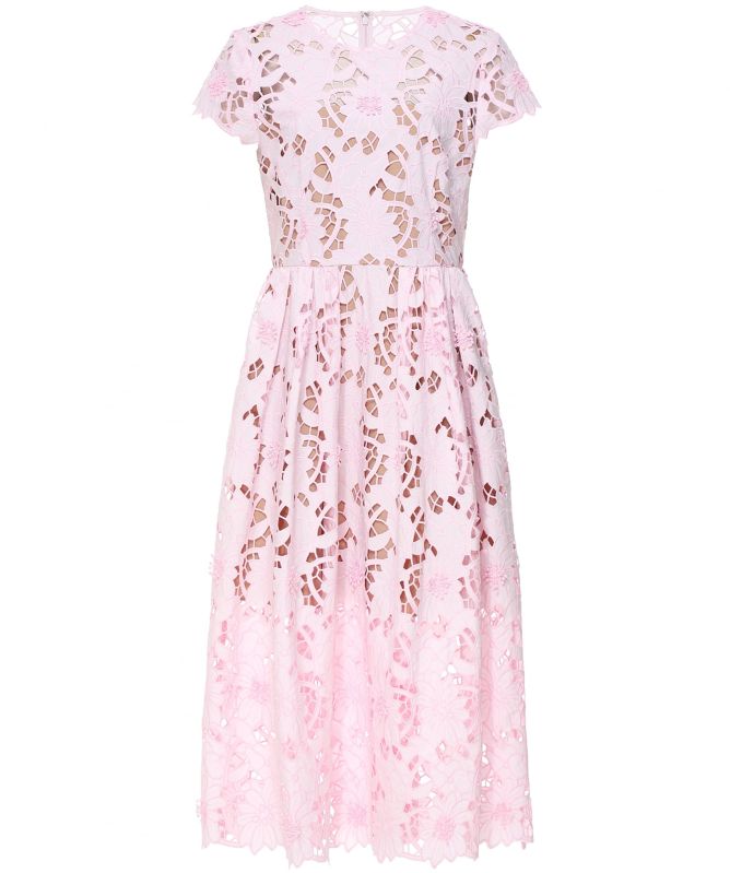Self-Portrait Pink Peony Guipure Lace Midi Dress | Jules B
