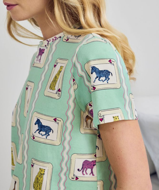 Chelsea Peers Playing Card Animals Print Long Pyjamas