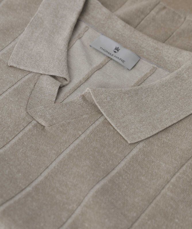 Thomas Maine Merino Linen Open Collar Polo