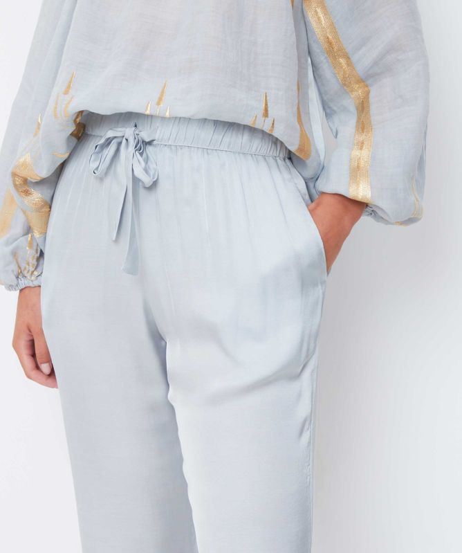 Greek Archaic Kori Drawstring Satin Pants