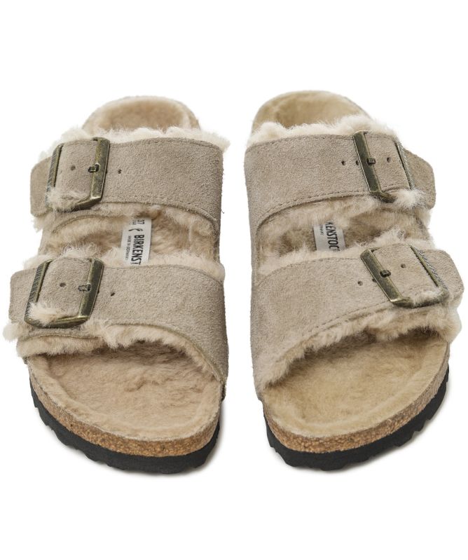 Birkenstock Arizona Shearling Suede Leather Sandals