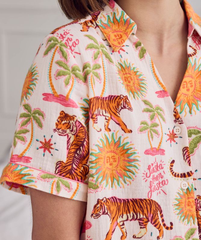 Chelsea Peers Siesta Tiger Print Short Pyjama Set