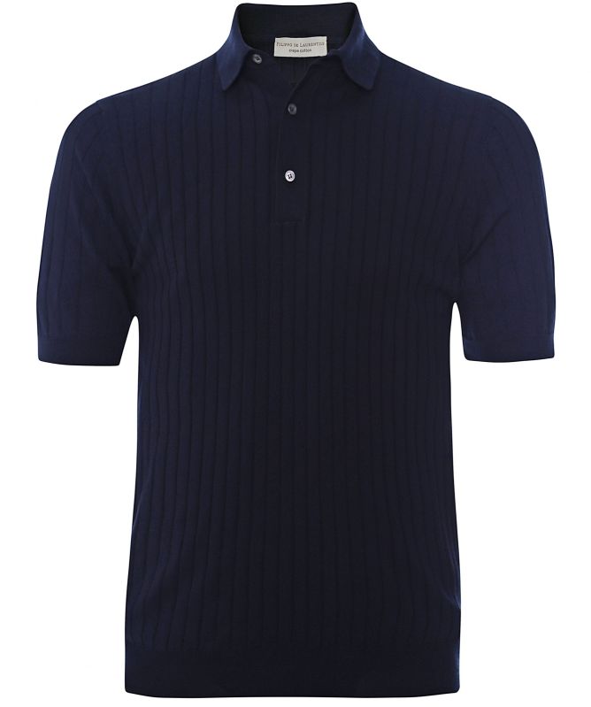 Filippo De Laurentiis Crepe Cotton Ribbed Polo Shirt | Jules B
