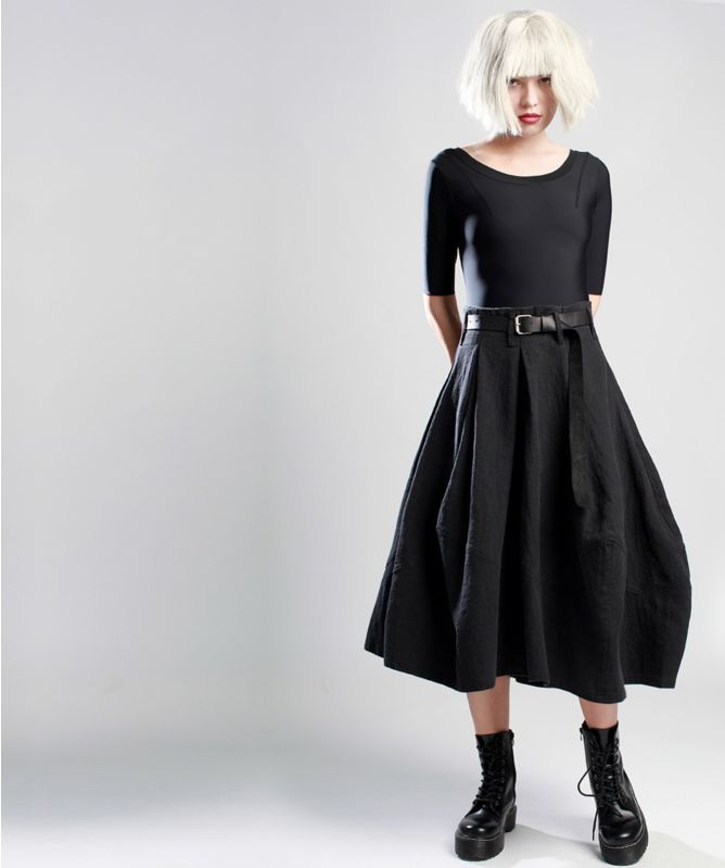 Lurdes Bergada Linen Midi Skirt