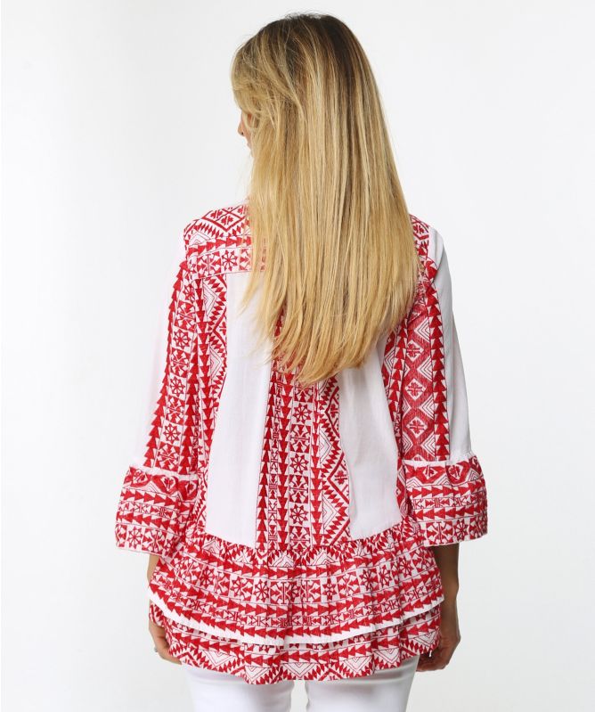 Kori White Embroidered VNeck Blouse Jules B