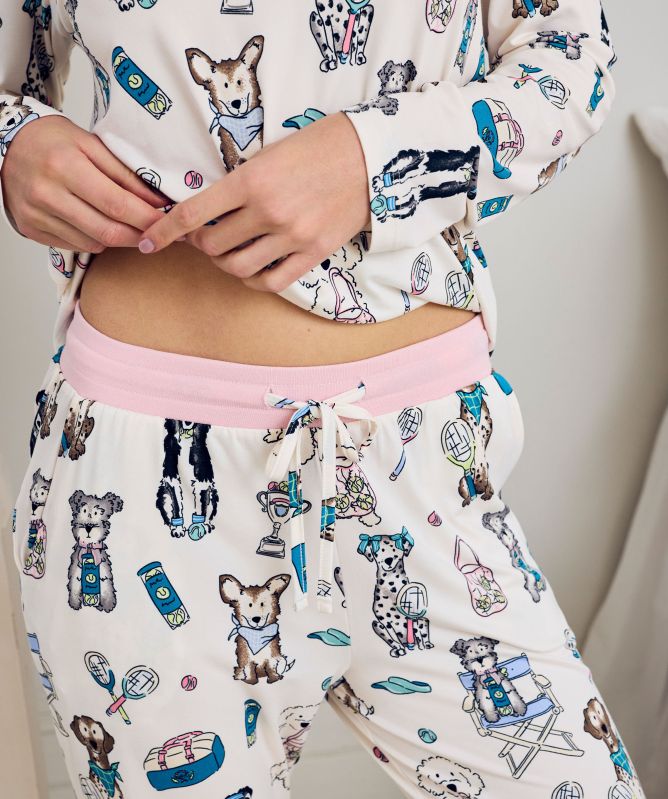 Chelsea Peers Tennis Dogs Print Long Pyjama Set
