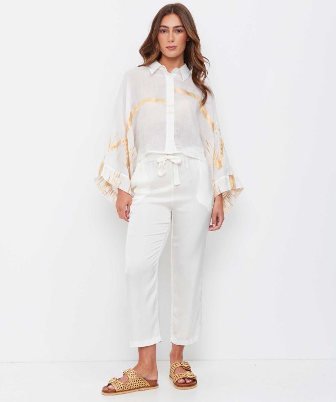 Greek Archaic Kori Drawstring Satin Pants