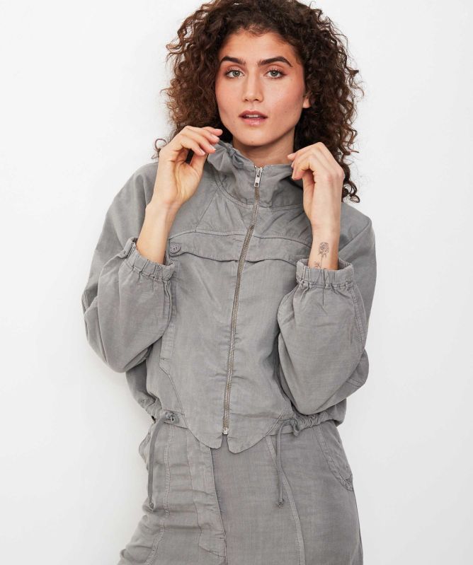 Lurdes Bergada Cropped Linen-Blend Bomber