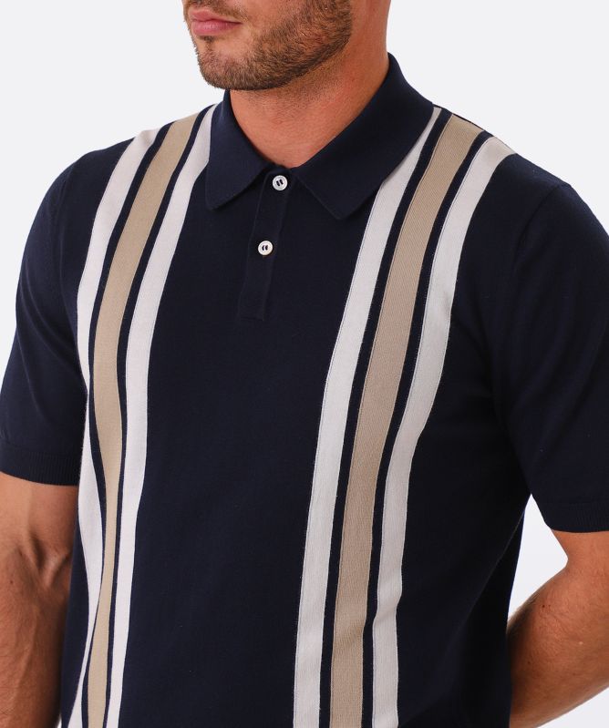 Gran Sasso Knitted Striped Polo Shirt | Jules B