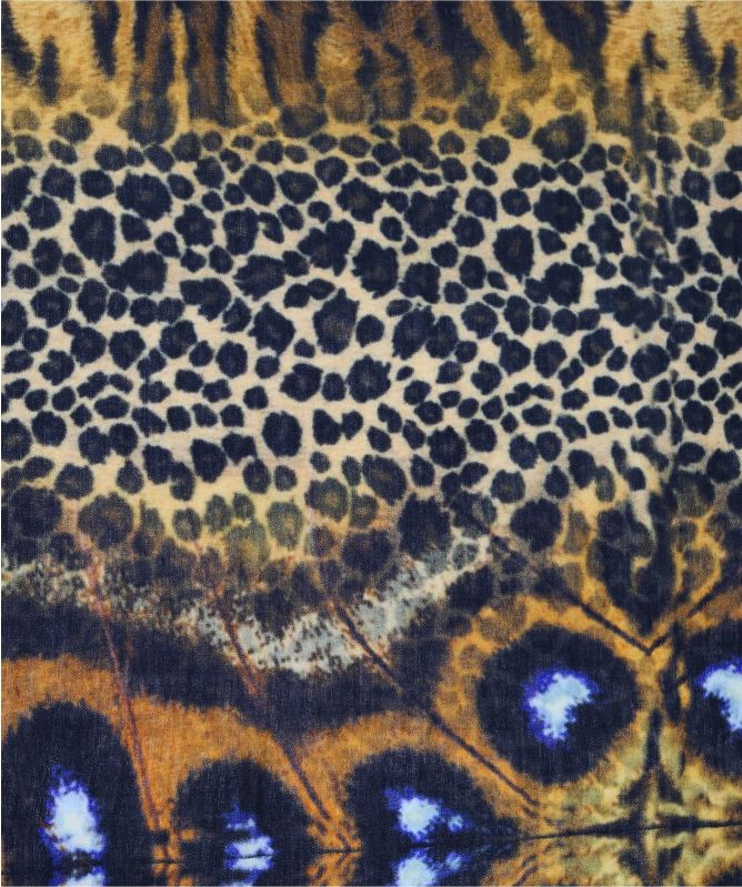 Ahujasons Animal Print Tartan Trim Scarf