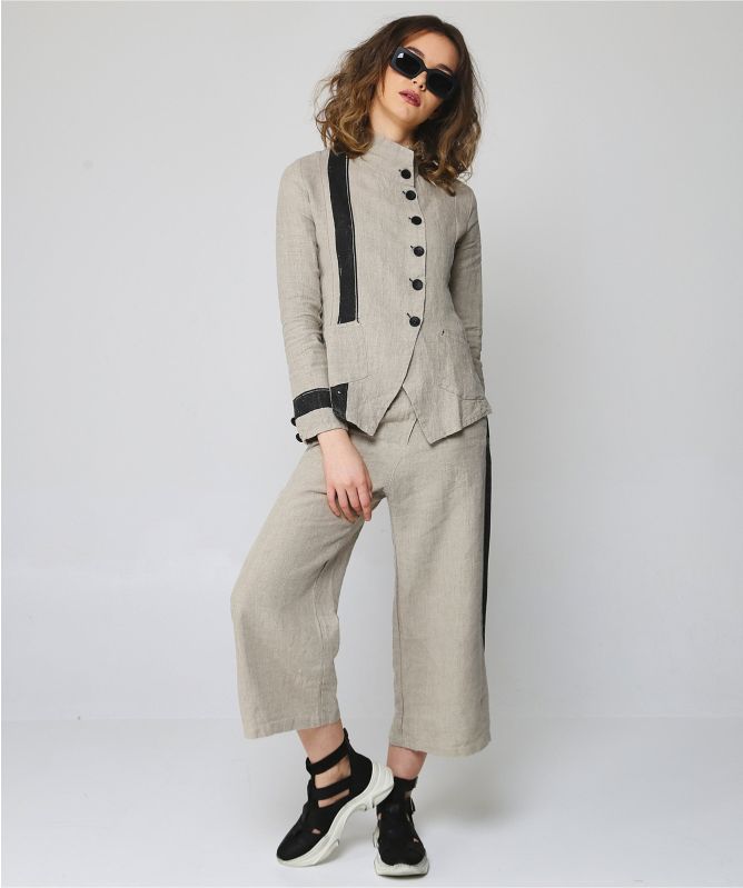 Lurdes Bergada Linen Contrast Stripe Jacket