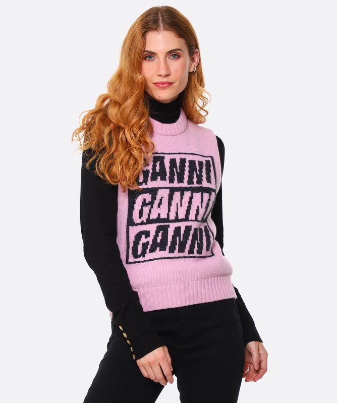 GANNI Logo Knitted Vest