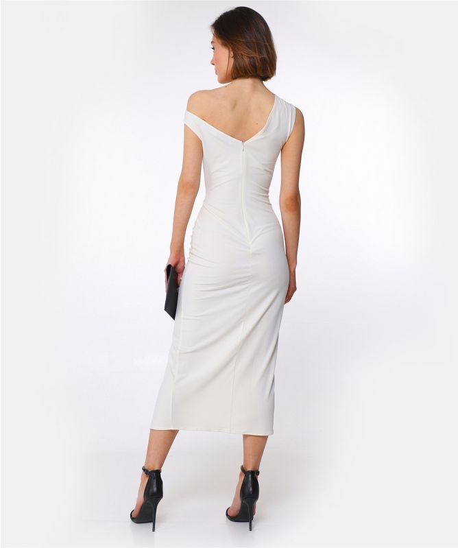 self portrait asymmetric dress Self-Portrait-Long One-Shoulder Dress Dresses Black-Dresses
