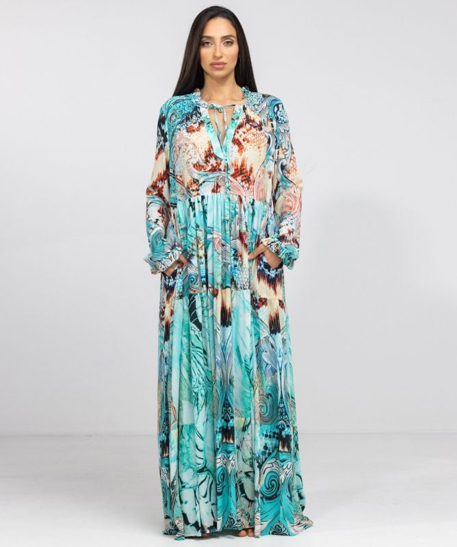 Inoa Gold Coast Silk Long Sleeve Maxi Dress Jules B