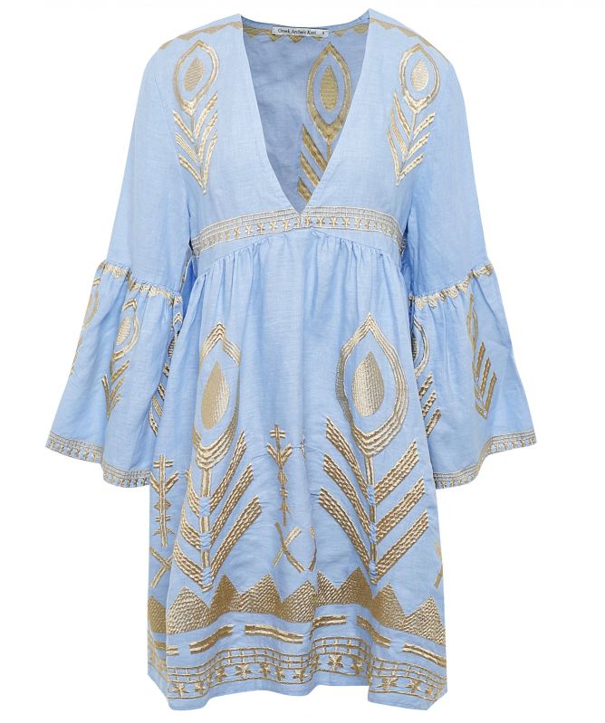 Kori Linen Embroidered V-Neck Dress | Jules B