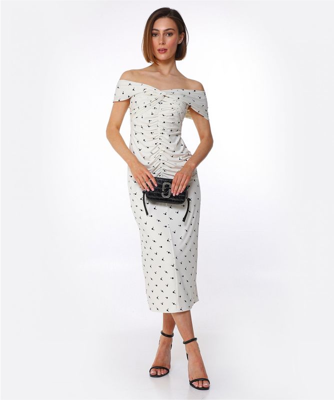 white christmas dresses White Floral Crochet Midi Dress – self-portrait main image 0