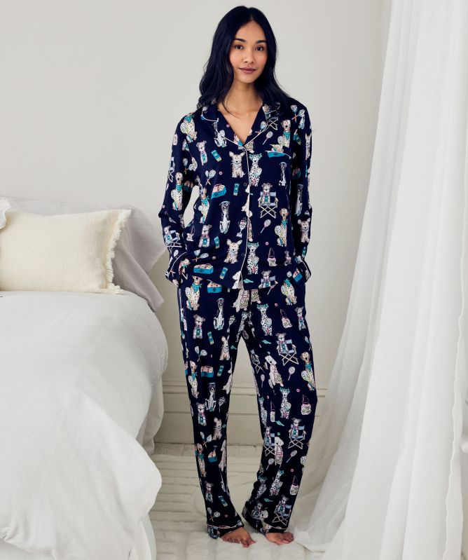 Chelsea Peers Tennis Dogs Print Long Pyjamas