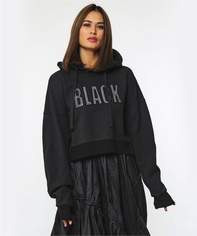NU London Black Cropped Hoodie
