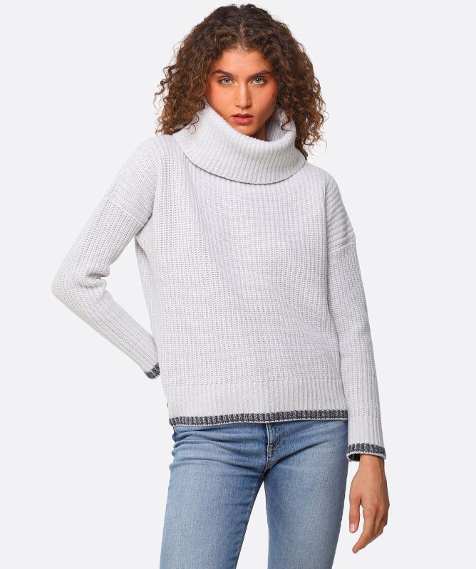 Eddy and Ivy Merino Cashmere Contrast Trim Roll Neck Jumper