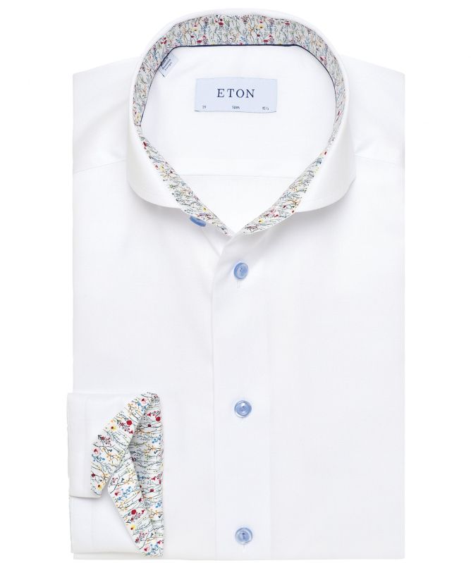 Eton Slim Fit Floral Trim Shirt