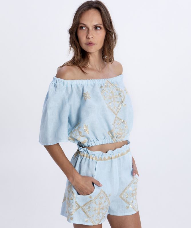 Greek Archaic Kori Lefkada Ruched Top