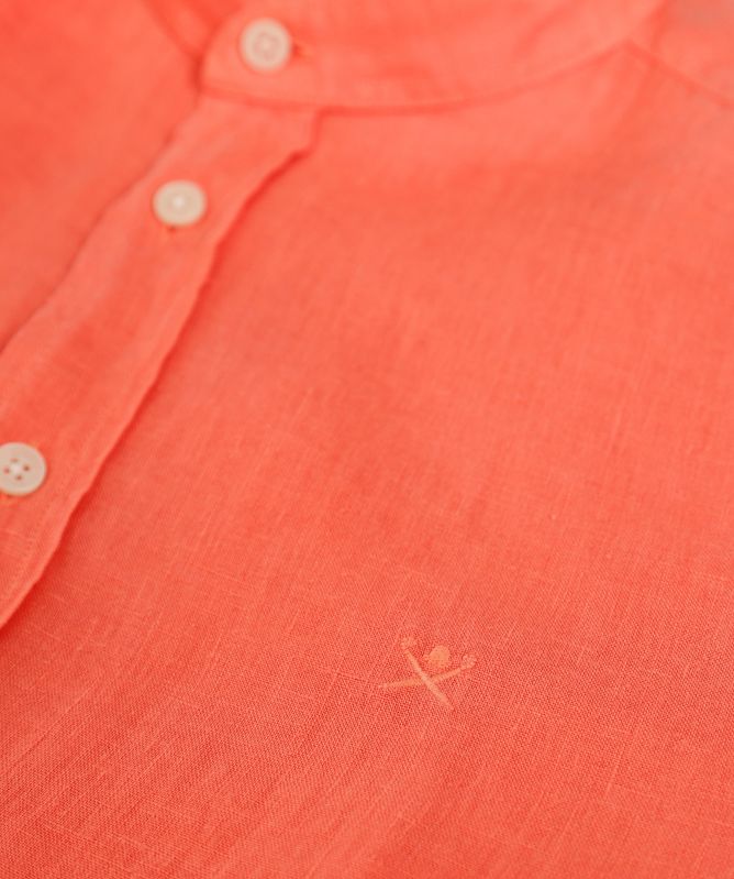 Hackett Linen Mandarin Collar Shirt