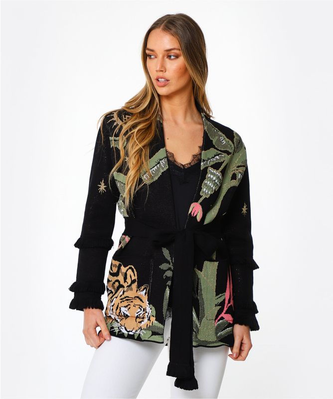 Hayley Menzies Drinking Tiger Cotton Jacquard Cardigan