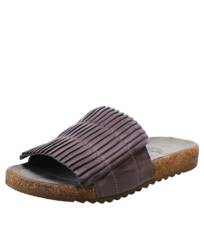 Lofina Pleated Leather Sliders