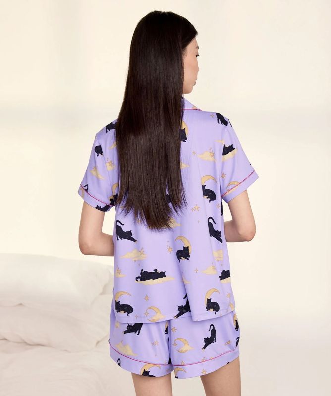 Chelsea Peers Halloween Cat Print Short Pyjamas