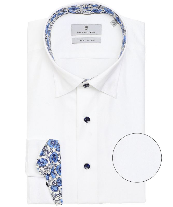 Thomas Maine Tailored Fit Floral Trim Shirt