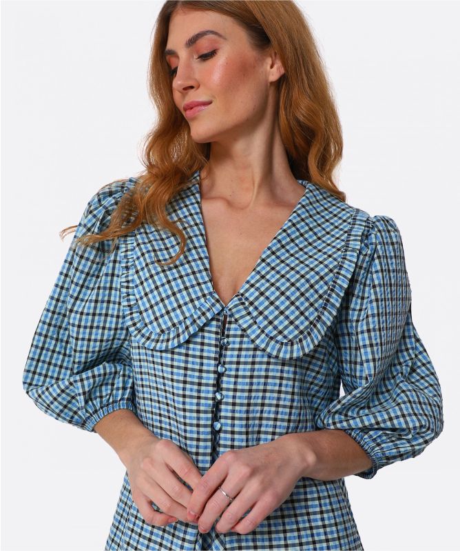 RIXO Liudmyla Button Seersucker Dress