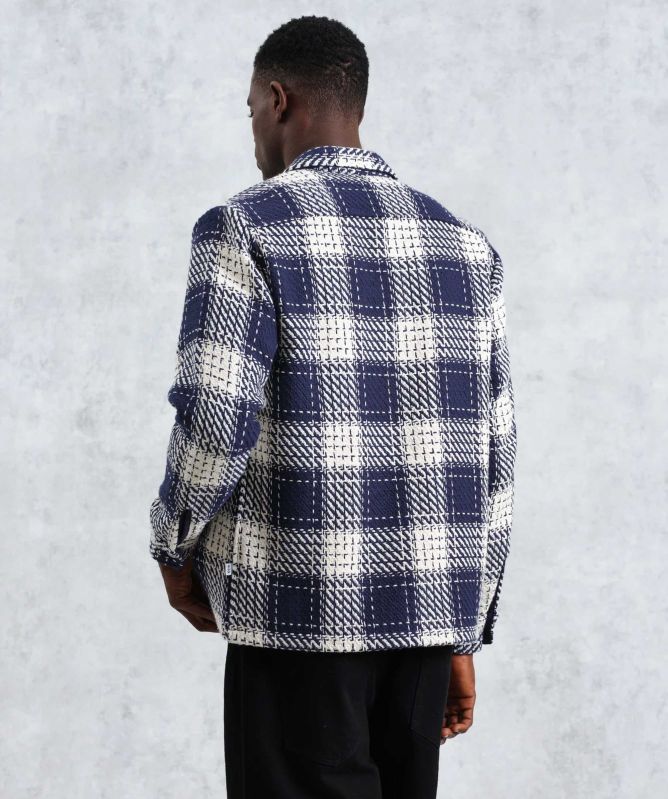 s Wax London Men's Whiting Twin Weave Overshirt In Black Wax