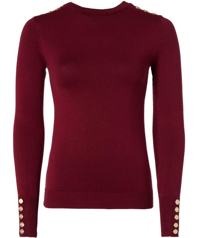 Holland Cooper Buttoned Knit Crew Neck Jumper