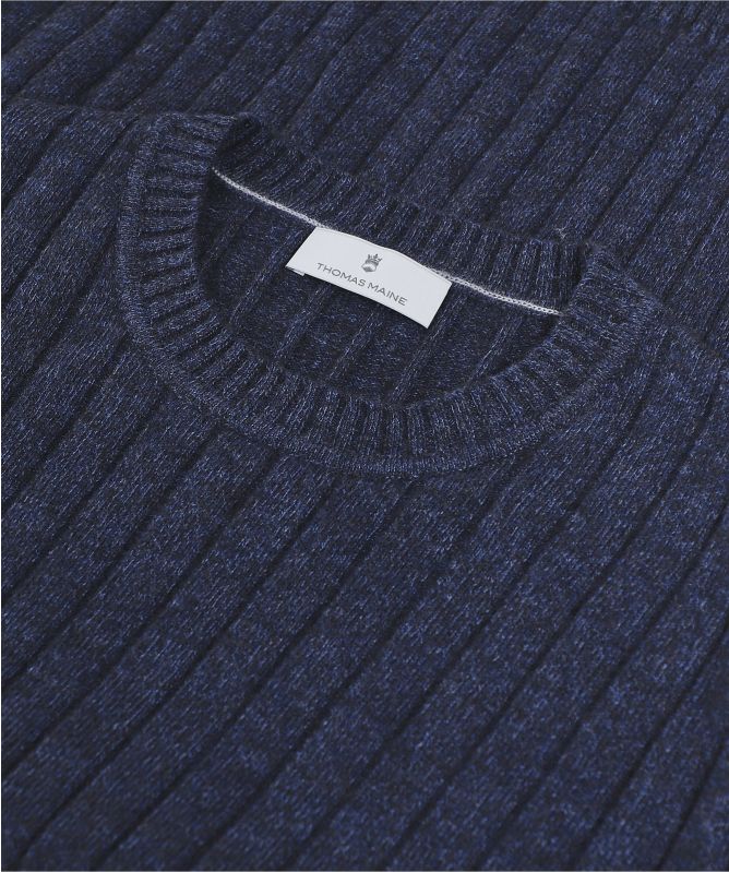 Thomas Maine Merino Yak Ribbed Crew Neck Jumper