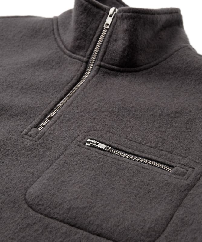 Anerkjendt Aktoni Half Zip Boiled Wool Overshirt