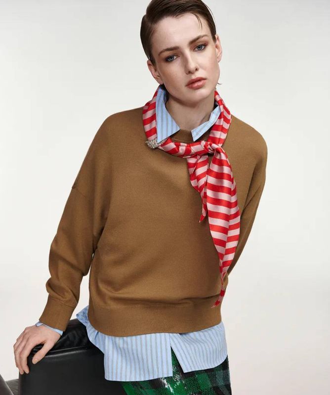 Essentiel Antwerp Kurtis Jumper with Embellished Scarf