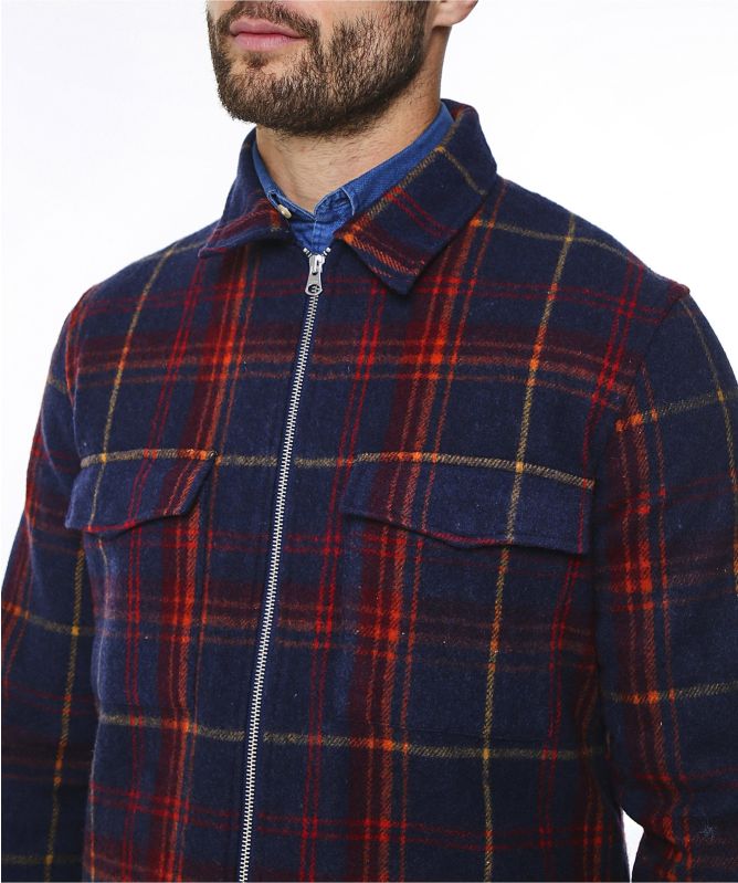Wool Zip-Through Check Overshirt