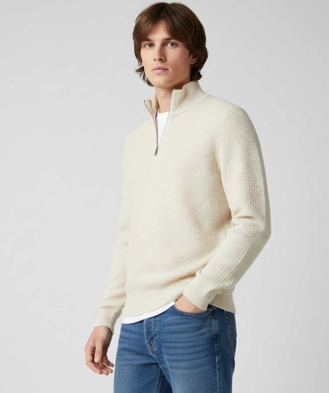 BOSS Textured Half-Zip Jumper