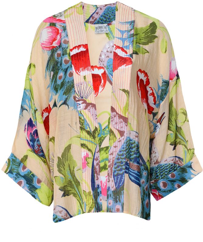 One Hundred Stars Peacock and Poppies Kimono
