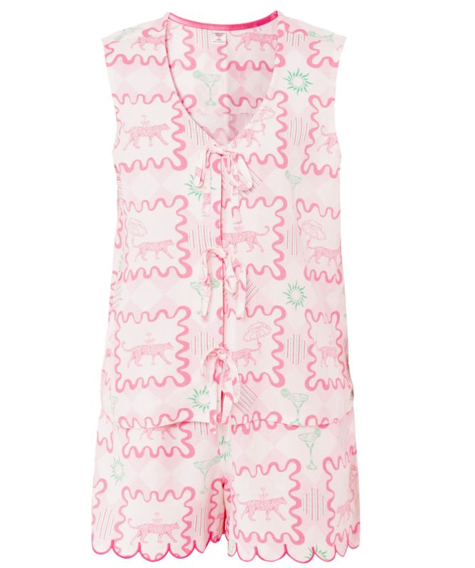 Chelsea Peers Cocktail Leopard Geo Print Short Pyjamas