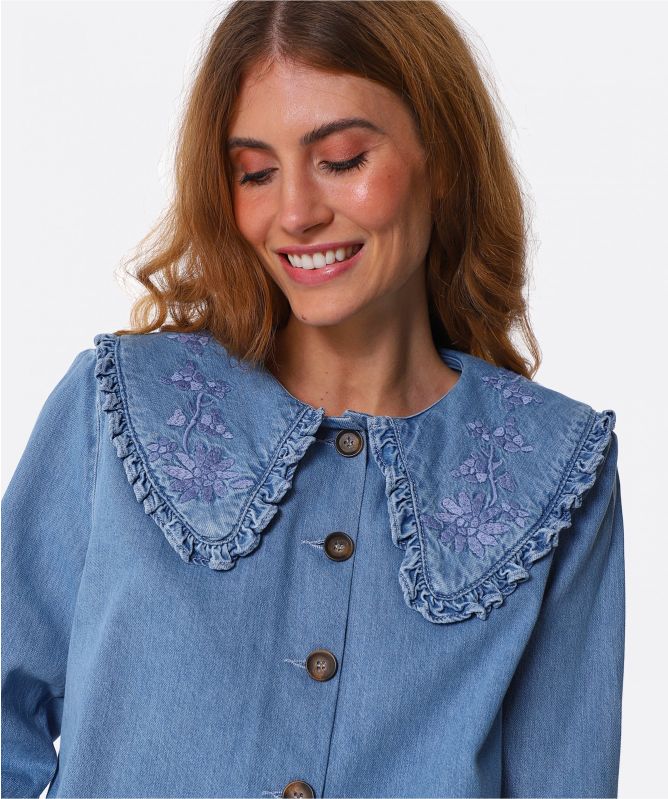 RIXO Debbie Cropped Denim Jacket