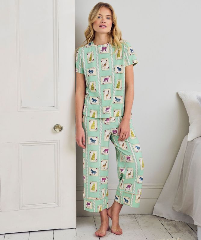 Chelsea Peers Playing Card Animals Print Long Pyjamas