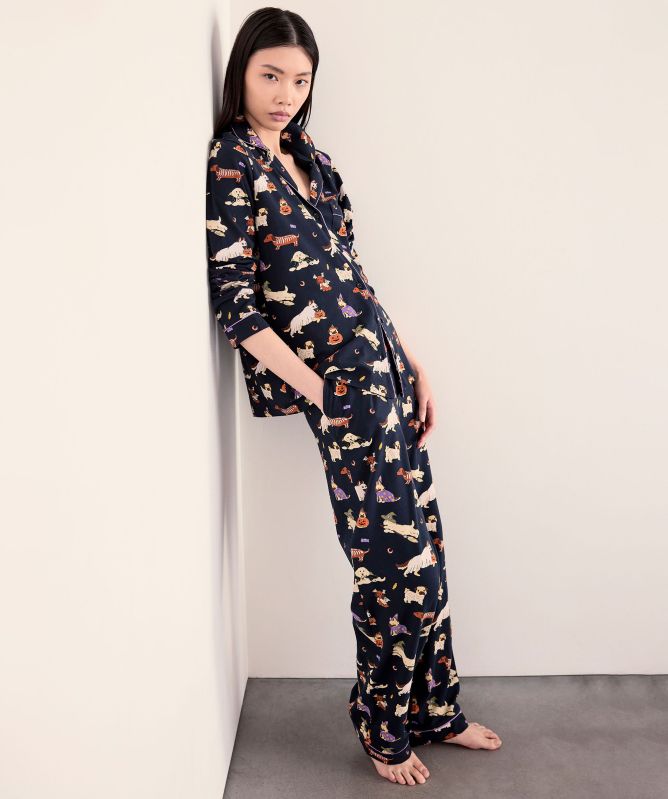 Chelsea Peers Halloween Dogs Print Long Pyjamas