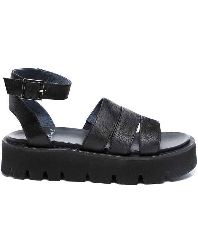 Lofina Leather Flatform Strap Sandals