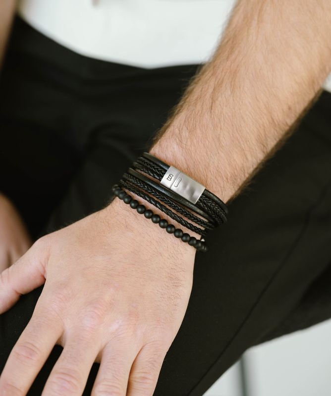 Steel and Barnett Bonacci Leather Bracelet