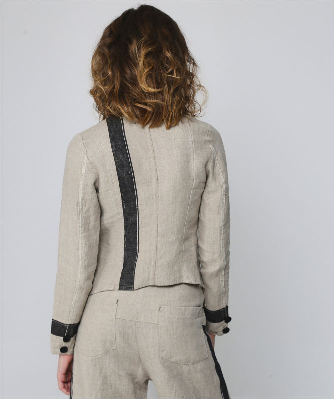 Lurdes Bergada Linen Contrast Stripe Jacket