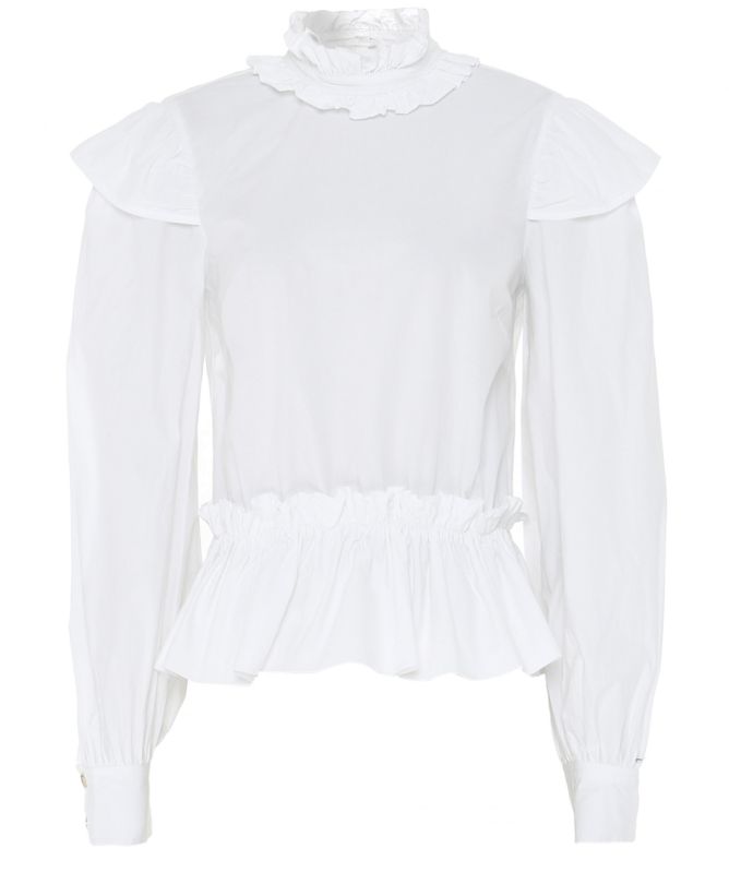 GANNI Cotton Poplin Cropped Blouse