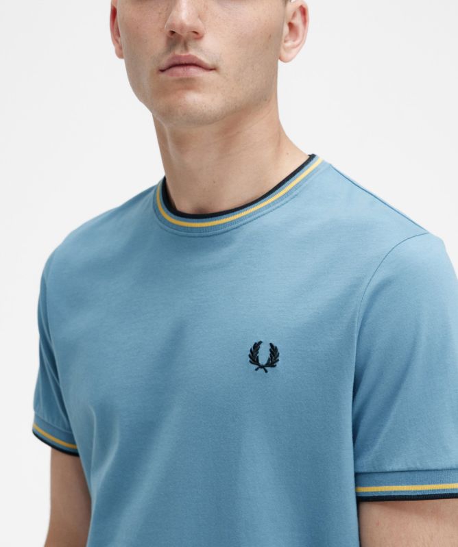 Fred Perry Ash Blue Twin Tipped T-Shirt | Jules B