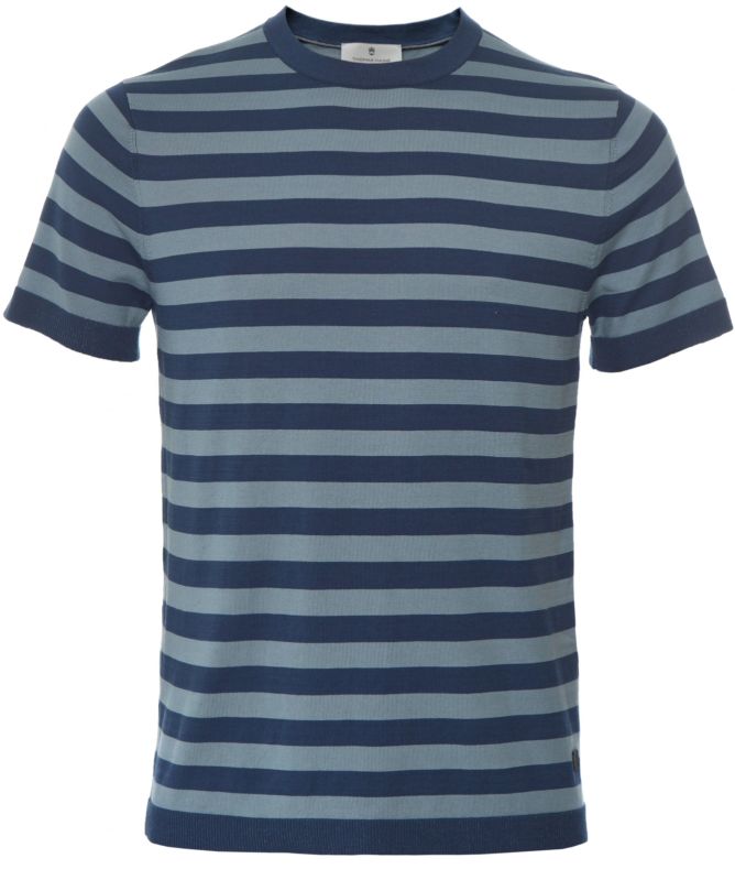 Thomas Maine Pima Cotton Striped T Shirt
